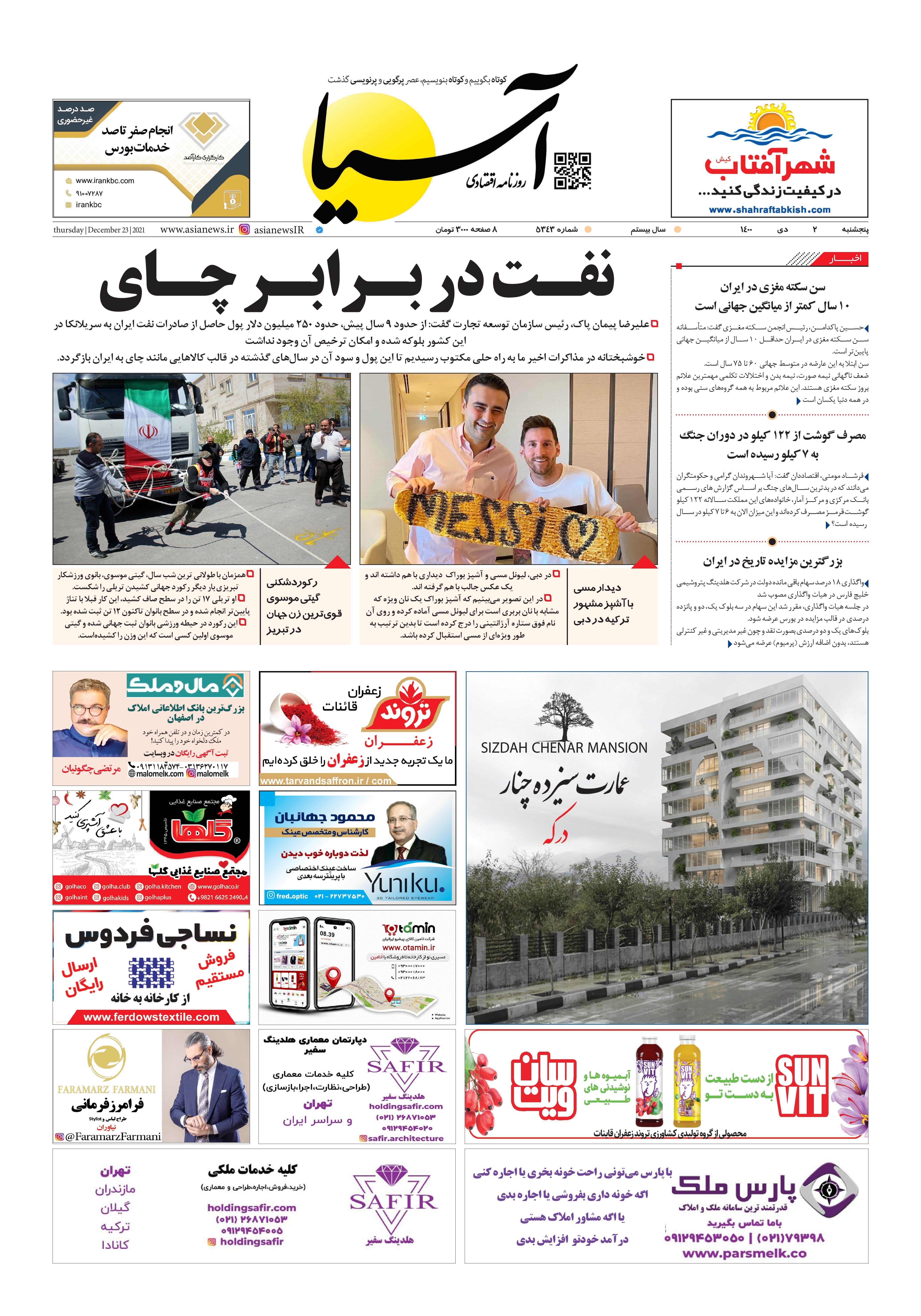 روزنامه اقتصادی آسیا - ۲ دی ۱۴۰۰ 2