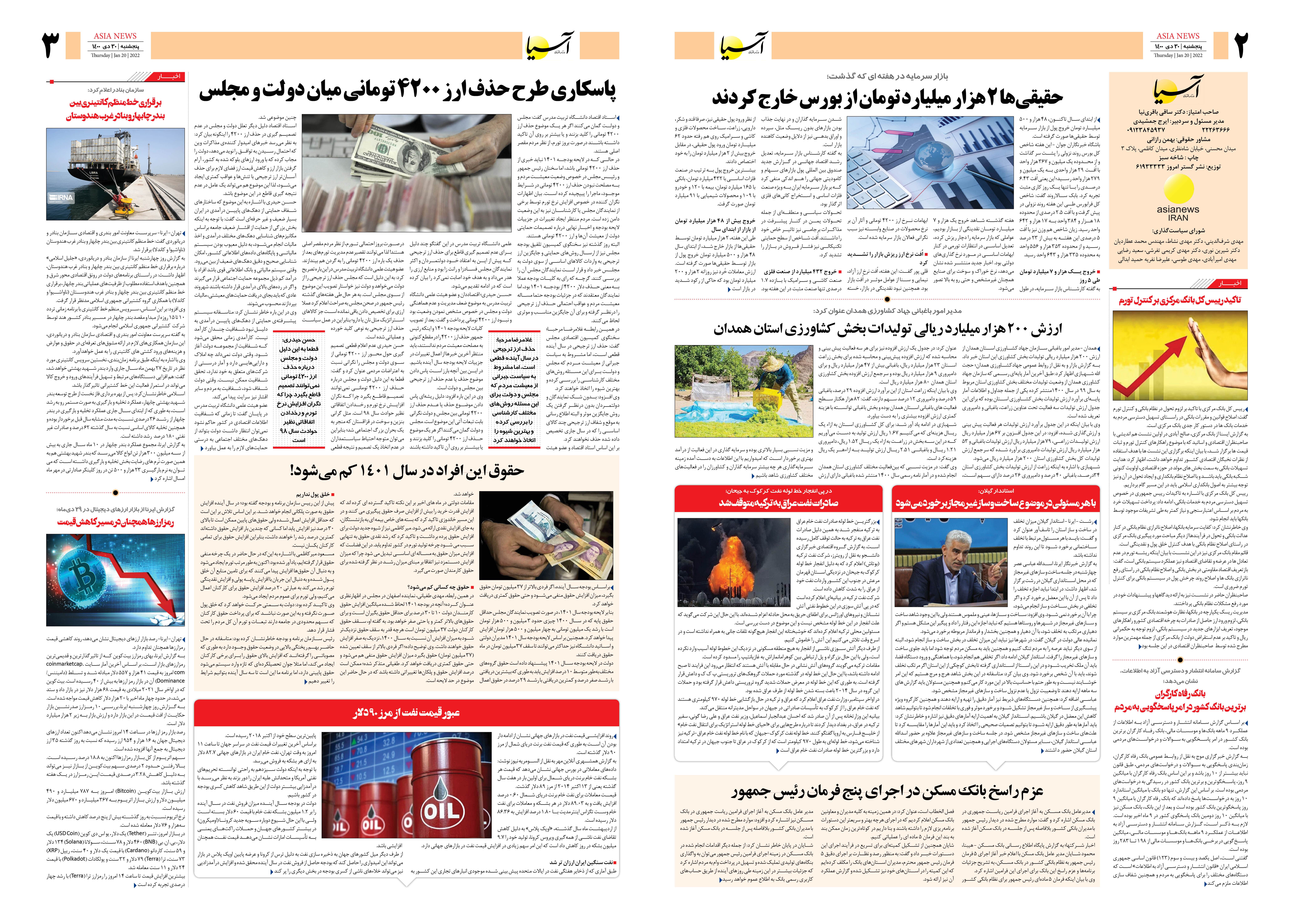 روزنامه اقتصادی آسیا - ۳۰ دی ۱۴۰۰ 3