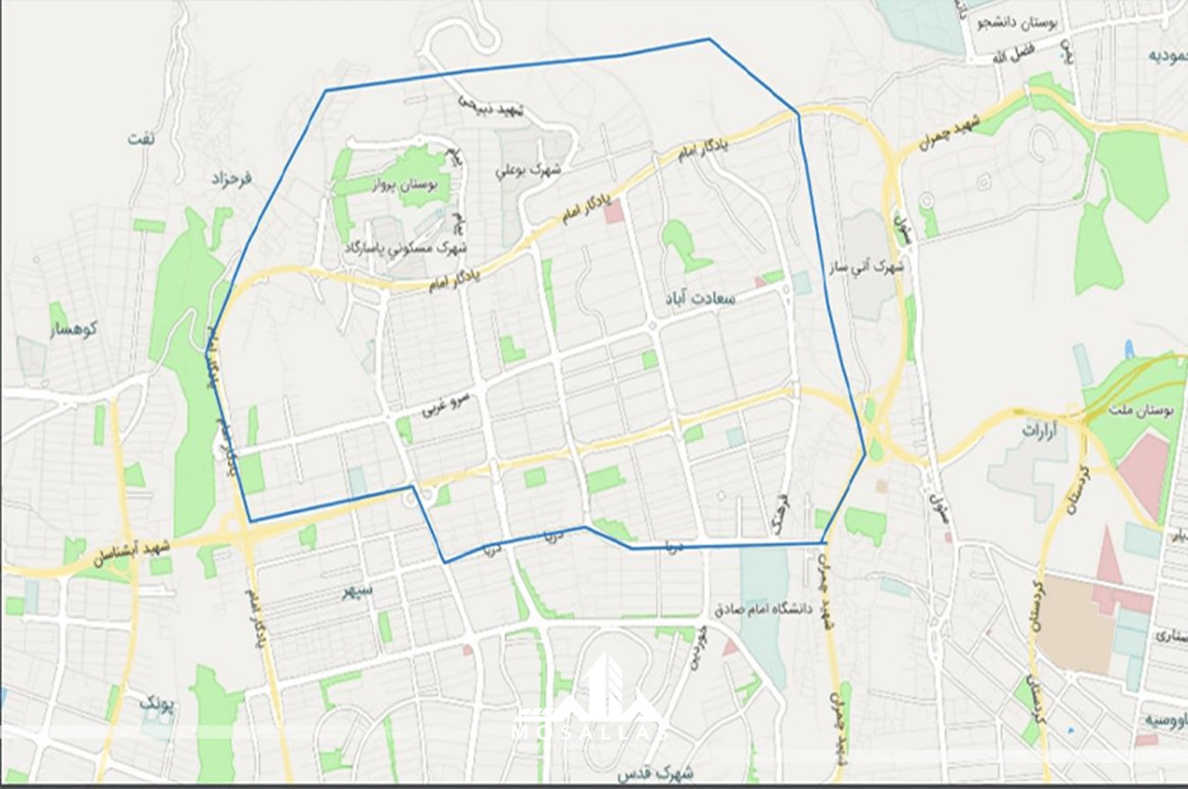نقشه سعادت اباد تهران