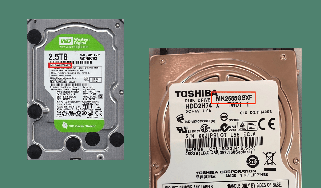 پارت نامبر بر روی هارد