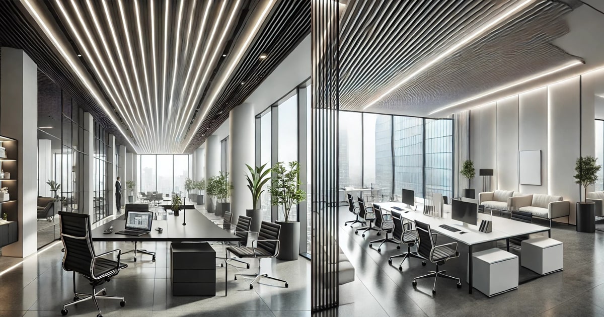 نورپردازی دفاتر کار با لاینر سقفی