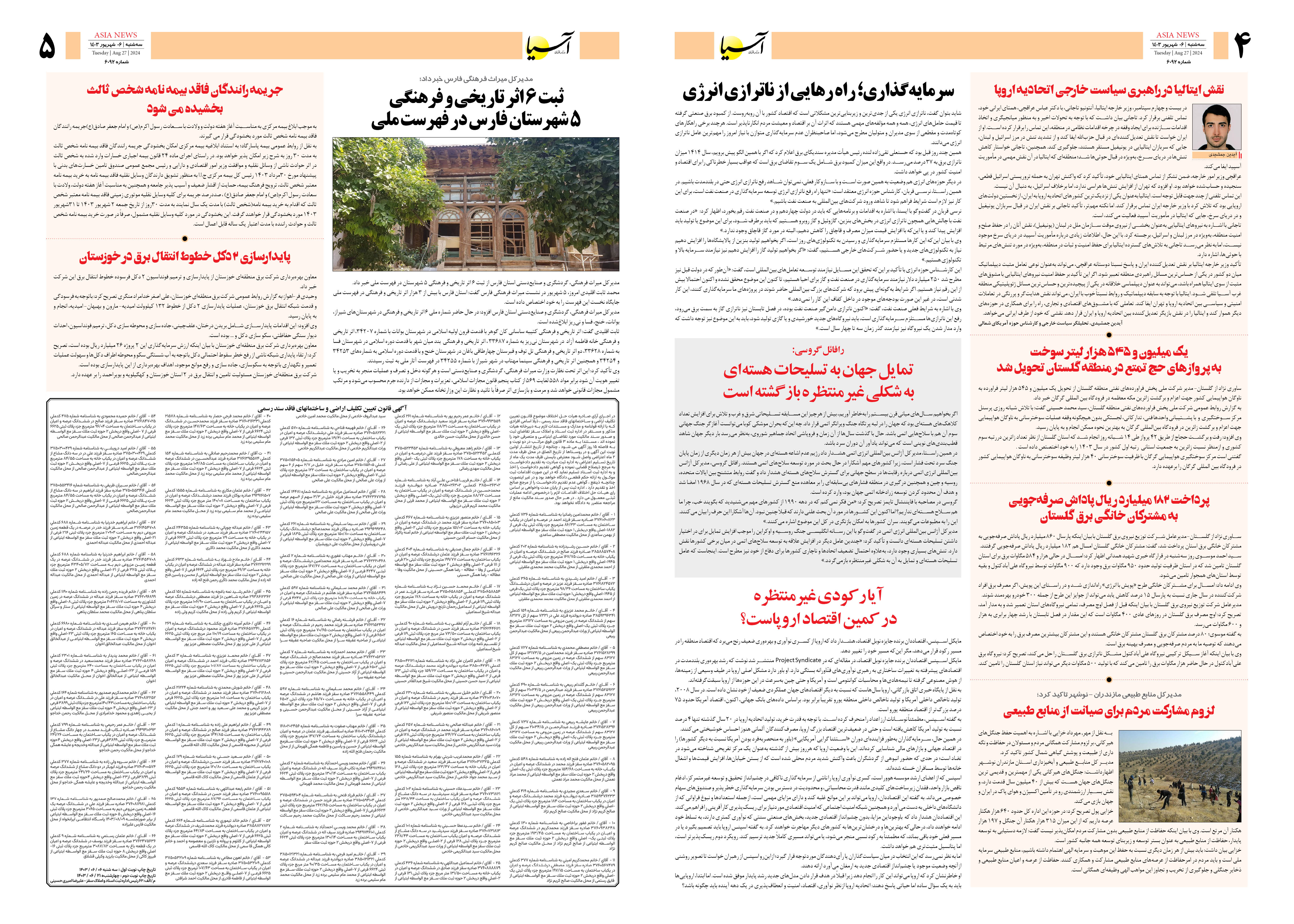 روزنامه اقتصادی آسیا - ۶ شهریور ۱۴۰۳ 3