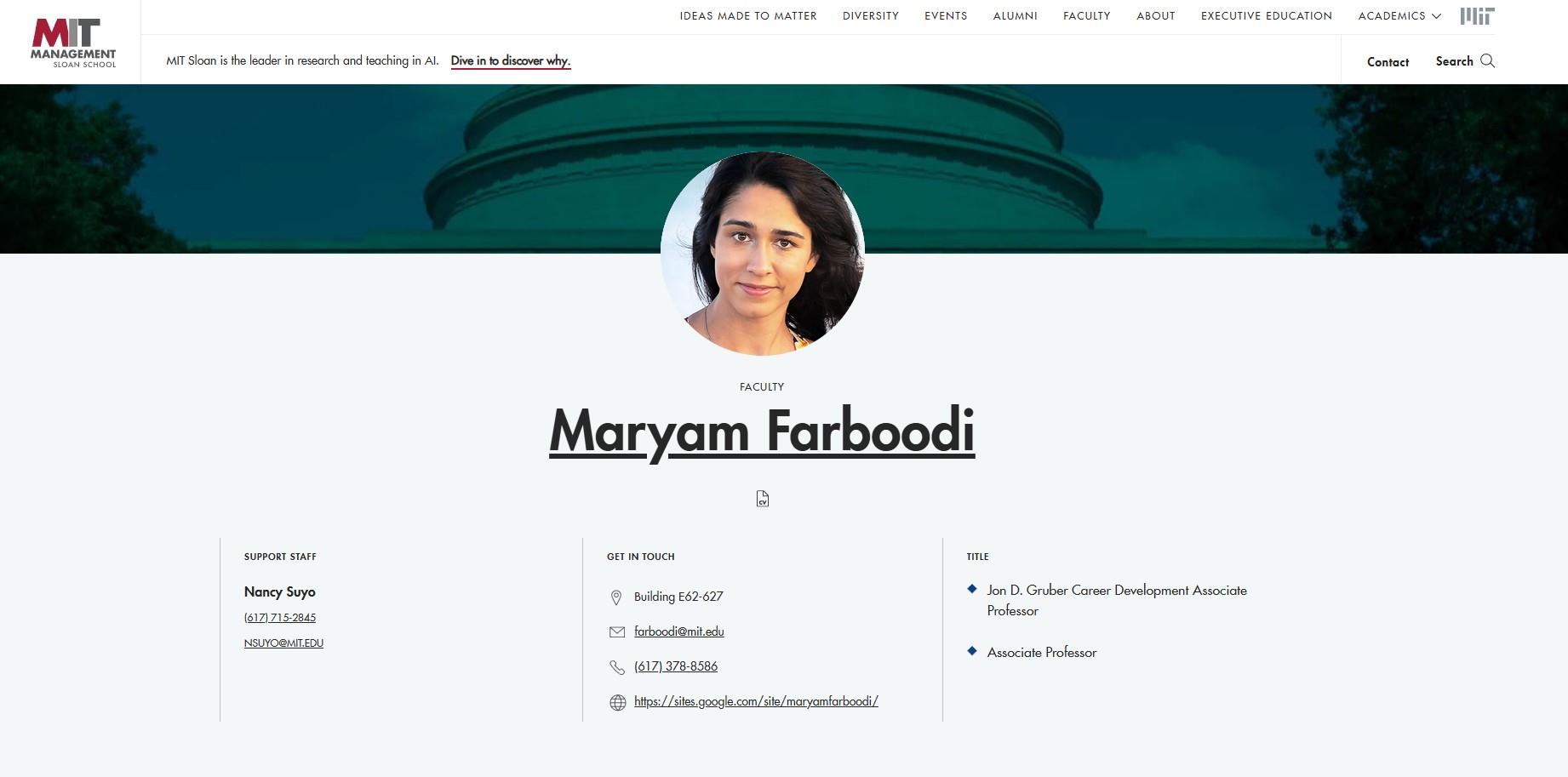 مریم فربودی، اقتصاددان ایرانی، برنده جایزه معتبر الین بنت شد