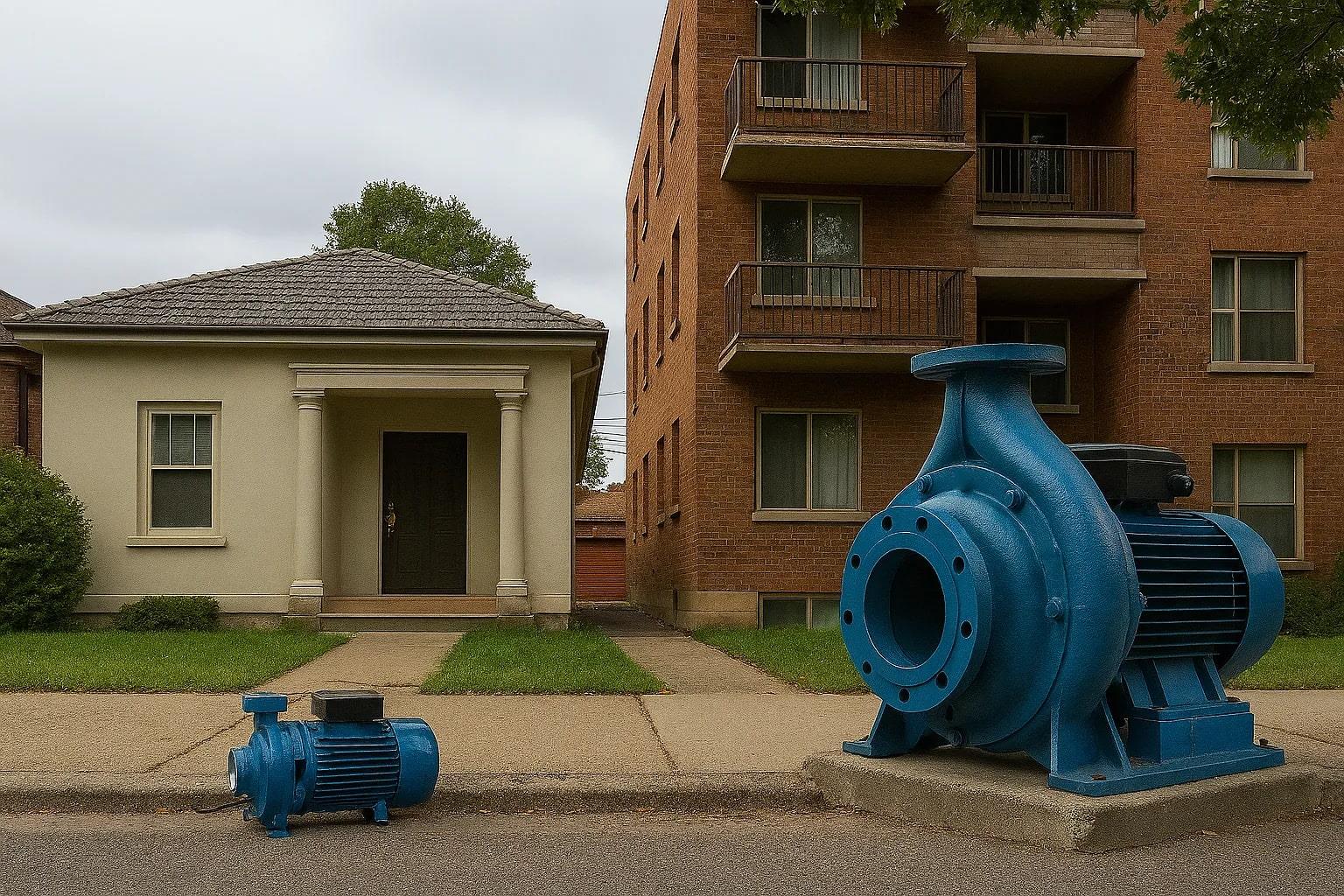 استفاده از پمپ بزرگ‌تر از نیاز واقعی ساختمان