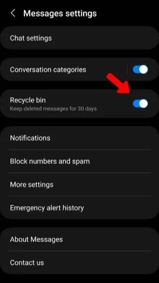 برگرداندن پیام حذفی
