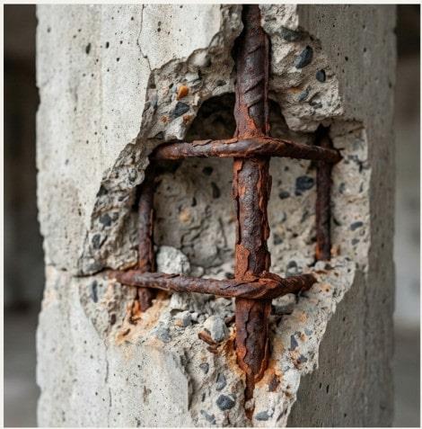 خوردگی و زنگ‌زدگی به اجزای فلزی سازه