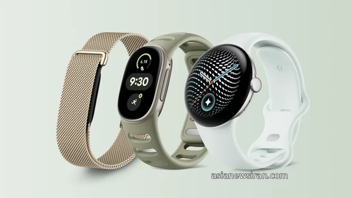 Google promotional image showing Fitbit Air, Fitbit Edge and Pixel Watch 5 side by side