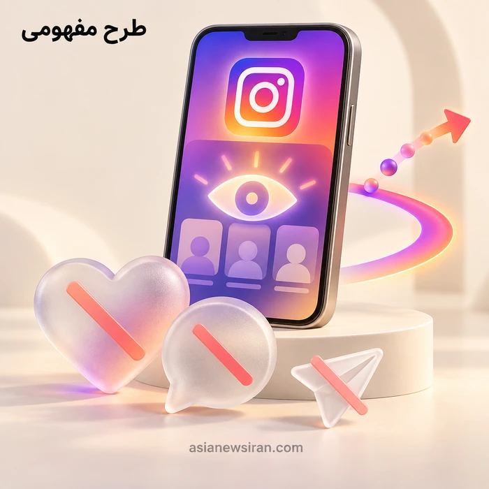 تصویر مفهومی محدودشدن تعامل‌های ناخواسته هنگام بازدید از پروفایل اینستاگرام؛ تصویرسازی هوش مصنوعی، نه رابط رسمی برنامه