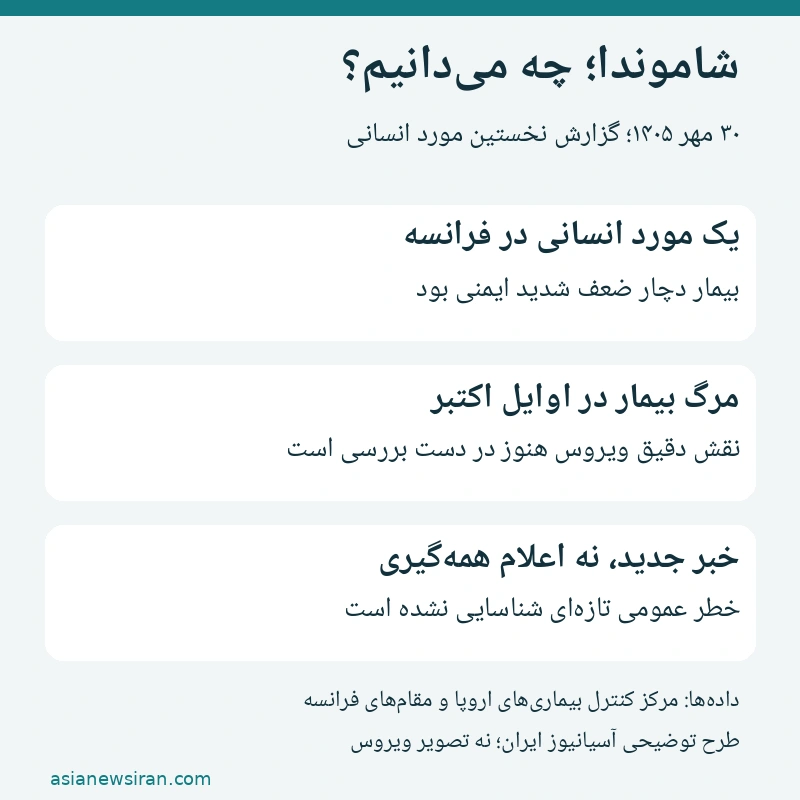 طرح توضیحی شاموندا: یک مورد انسانی در فرانسه، مرگ بیمار در اوایل اکتبر و ادامه بررسی علت