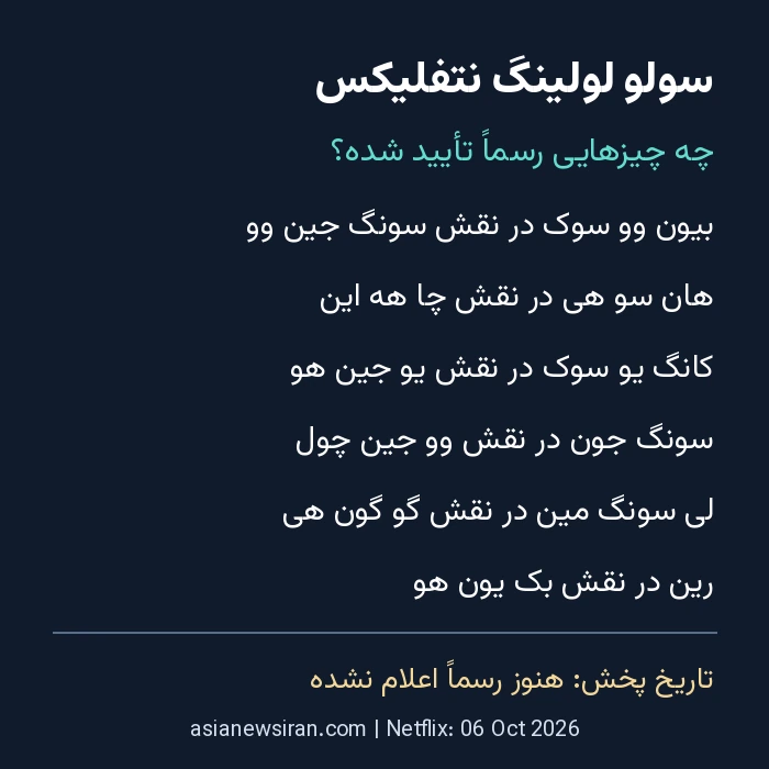 فهرست بازیگران تأییدشده سولو لولینگ و نقش‌های آنان