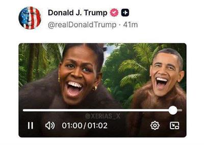 ماجرای ویدیوی اوباماهای میمون روی پیج ترامپ!