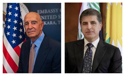 بررسی وضعیت سوریه توسط «نیچیروان بارزانی» و «توماس باراک»