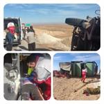 پوشش امدادی حادثه واژگونی یکدستگاه کامیون درمحور ابرکوه - دهشیر توسط نجاتگران هلال احمر