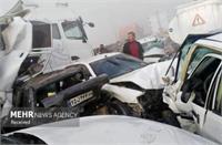 تصادف زنجیره‌ای ۱۳ خودرو با ۱۹ مصدوم در خراسان رضوی
