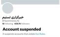 تمام صفحات خبرگزاری تسنیم در ایکس مسدود شد!